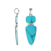 Sterling Silver Turquoise Shell Geometric Dual Design Pendant With Elegant Finish.